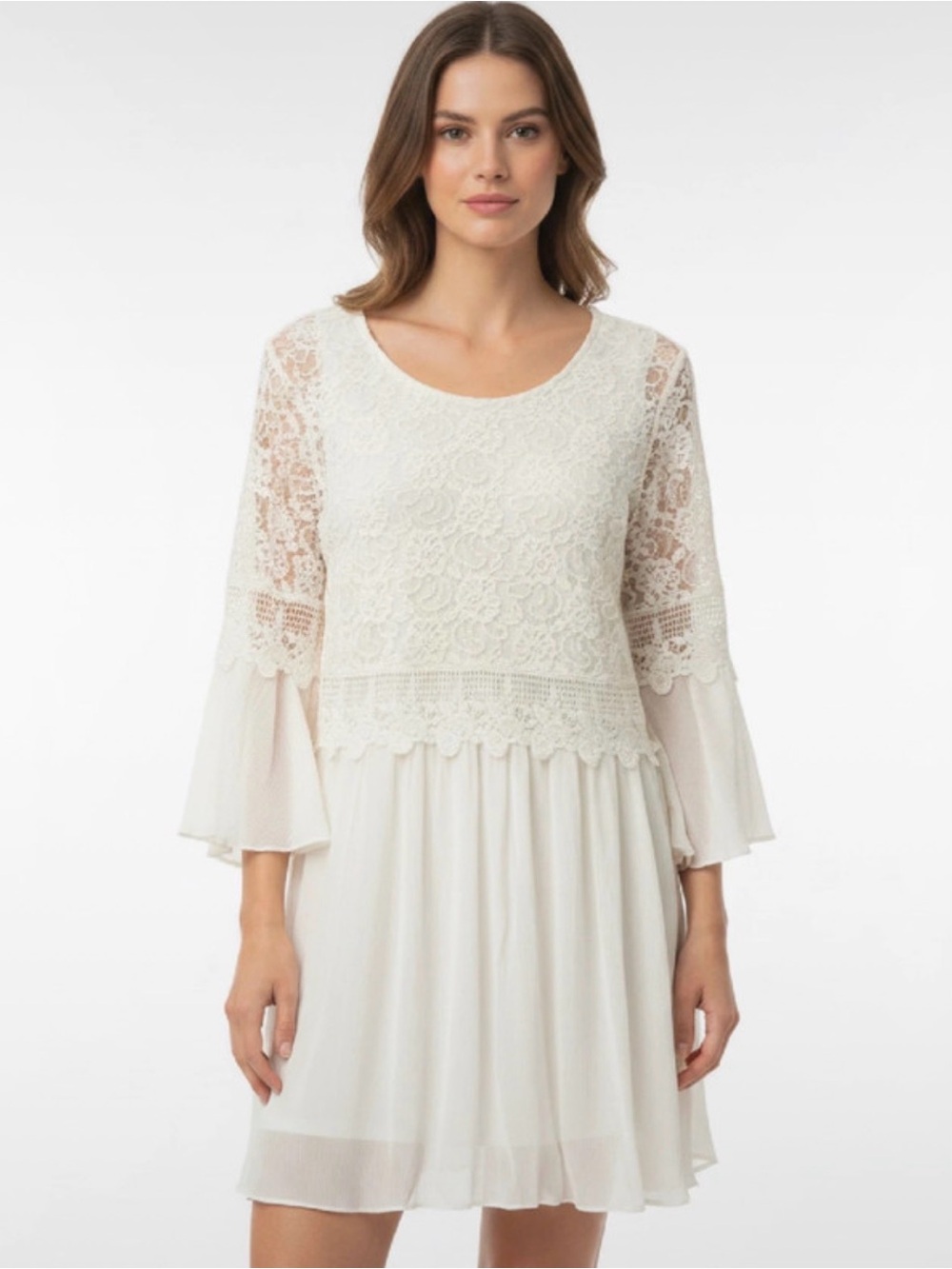 NWT Indigo Soul XL Ivory Lace Bell Sleeve Boho Cottagecore Dress XL